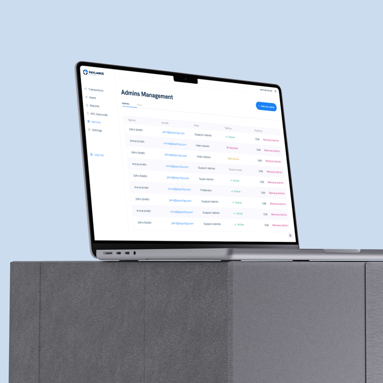 Paylance — Admin Platform for White-Label Fintech Operations