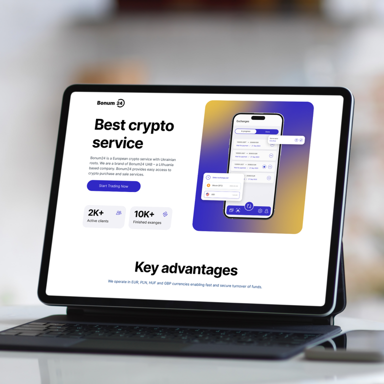 Bonum 24 — Crypto-to-Fiat Exchange Platform Landing Page