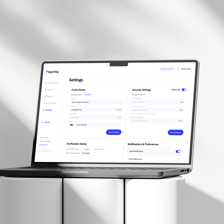 PayChip — Client Platform for Accounts, Cards, and Global Payments